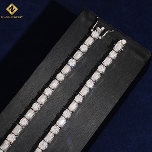 ZUANFA VVS Moissanite Tennis Chain 925 Silver Rhodium Plated Round Cut GRA Certified Unisex <b>Emerald</b> Cut Luxury Party Necklace - Product Image 4