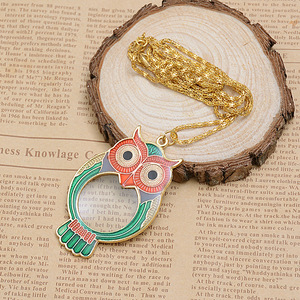 Exquisite Necklace Cute Creative Gift Owl Magnifier 5X Chest Hanging <strong>Chain</strong> Ornament Cartoon Magnifying Glass - Product Image 6