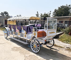 Charrette de tourisme électrique blanche à 4 rangées de haute qualité, populaire, avec 4 roues, chariot à chevaux, fabricant de charrettes touristiques - Product Image 5