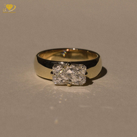 Bague en or massif 10K avec diamant de laboratoire certifié IGI 2 carats taille Radiant, style Cigar Band, et diamants effet glace pilée, pour Hommes et Femmes