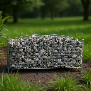 Cesto Gabion Arrotondato in Ferro Zincato 157.5x19.7x39.4 Pollici per Forniture da Giardino - Product Image 2