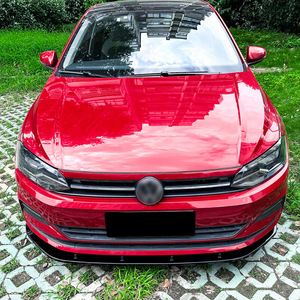 <b>Amp</b>-Z Volkswagen Polo Front Bumper Lip 2018+ Carbon Fiber Texture Matte Finish <b>Car</b> Body Kit - Product Image 1