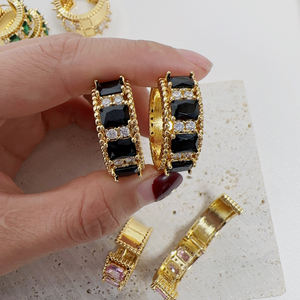 भव्य फैशन क्रिस्टल कान की बाली मल्टी-रंग चमकदार प्रवृत्ति गहने घन Zirconia रंगीन जेड कान की बाली आभूषण - Product Image 5