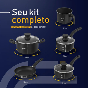 Juego de Ollas y Sartenes Modernas de Cerámica con Revestimiento de Mármol, Tapas de Vidrio, Asas de Baquelita, Antiadherentes, de Aluminio, Aptas para Inducción y Lavavajillas - Product Image 3