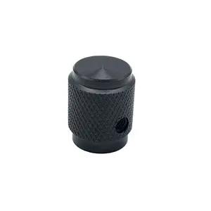 Kunden spezifische CNC-Bearbeitung Eloxierter schwarz-silberner Audio-Rändel-Potentiometer-Lautstärke regler