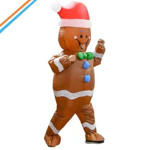 Adult Unisex Holiday Christmas <b>Inflatable</b> Gingerbread Man Suit Mascot <b>Costume</b> for Halloween Carnivals - Product Image 1