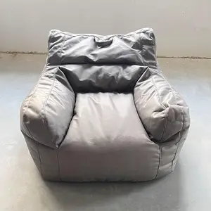 Sofa Malas Santai Kulit Modern, Kantung Kacang Ruang Tamu Portabel Anti Air