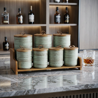 Boîtes de rangement en céramique pour la cuisine, style moderne et luxueux, 7 pièces, pots à épices avec couvercles en bois