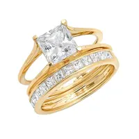 OEM Trendy 14k Solid Gold Diamond Wedding Ring , Gold Cubic Zirconia Couple Engagement Wedding Ring