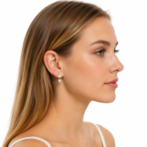 Boucles d'oreilles pendantes miniatures PAVOI en or jaune 14 carats plaqué or, à dos plat, pour femmes |   Boucles d'oreilles délicates pour le cartilage |   Piercing Helix - Product Image 3