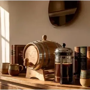 ถังไม้ขนาด 2 ลิตร พร้อมขาตั้ง สำหรับบรรจุอาหารและเครื่องดื่ม - Product Image 6