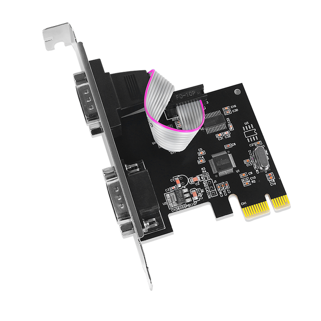 PCIe to 2 Serial Port 9pin Expansion Card Adapter Converter PCI Express Com Db9 Rs232 Two Serial Card