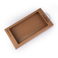 Boîte en papier kraft en gros, logo personnalisé, boîtes en papier kraft pliables pour l'emballage de coques de téléphone portable avec fenêtre