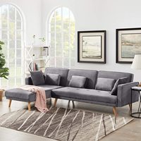 Sofá Seccional en Forma de L con Tapicería de Terciopelo, Armazón de Madera, Sofá de Esquina con Espuma de Alta Densidad para Sala de Estar con Chaise Longue, Precio de Fábrica