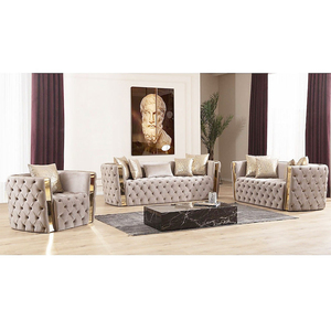 Sofá Individual Moderno de Estilo Nórdico, Tapizado en Terciopelo, con Brazos Curvos y Patas de Metal, para Sala de Estar - Product Image 1