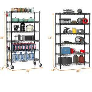 Étagère résistante de fil de stockage en métal enduit de poudre de 6 rangées rayonnage de grille d'approbation de NSF - Product Image 5