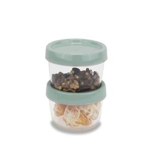 Set di 2 barattoli per alimenti in plastica ermetici da 200ml con coperchi verde/rosa/Beige - Product Image 1