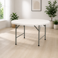 Table ronde pliable en plastique du fabricant, stable et durable pour les décorations de fêtes et de mariages