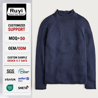 Pull en tricot personnalisé pour homme, col rond, col roulé uni