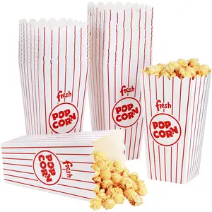 opcorn盒子50包7.75英寸开顶纸爆米花盒非常适合电影之夜或电影派对主题，剧院主题装饰