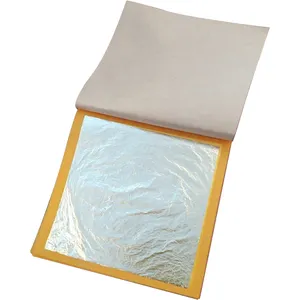 8X8厘米25张/小册子6k金箔片25% 金色和75% 银纸，用于家具、框架和家庭天花板装饰