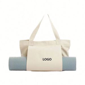 Sac fourre-tout en toile grand format avec logo personnalisé, porte-tapis de yoga portable, sac de sport en coton pour la plage, accessoire de mode - Product Image 4