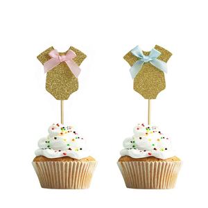 He ou She Boy ou Girl Cupcake Toppers paillettes Baby Shower Cupcake pick décoration pour les fournisseurs de révélation du sexe - Product Image 5
