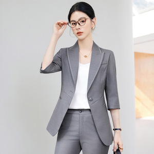 Women's Summer Lightweight Suit Set Three Quarter Sleeve Breathable Casual Professional Work Uniform Spring/Summer - Product Image 1