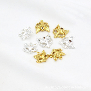 Pendentif masque de renard en cuivre 18K, couleur or véritable inaltérable, incrusté de diamants, motif renard flamme ajouré, pour bracelet, DIY - Product Image 4