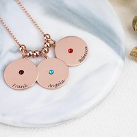 Collier pendentif en résine gravée multi-cercles, style européen et américain, cadeau de fête des mères, pour l'e-commerce transfrontalier en cuivre