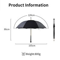 Parapluie manuel élégant et de qualité supérieure avec ventilateur de refroidissement intégré et protection UV pour l'autodéfense |   Bâton télescopique résistant aux intempéries avec poignée en alliage