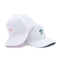 Gorra de Golf Deportiva Impermeable de 5 Paneles con Parches de Goma Personalizados, Diseño de Cuerda Estampada, Visera Curva para Hombre y Mujer, Cuatro Estaciones