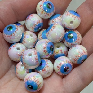 Perles œil de bœuf colorées en acrylique de 16 mm, perles œil électroplaquées UV, accessoires de bijoux pour stylos à perles faits main DIY - Product Image 6