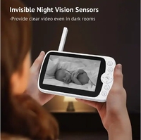 Caméra PTZ de sécurité domestique intelligente HD 1080P avec application et moniteur pour bébé à détection d'humidité et de pleurs sur l'écran de 5 pouces