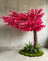 Pohon Bougainvillea Buatan Besar dalam Pot, Pohon Bunga Palsu Kustom untuk Dekorasi Lanskap Hotel, Toko, Dalam dan Luar Ruangan
