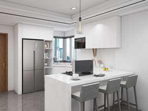 Gabinetes de Cocina Modernos Minimalistas en Forma de U, Color Blanco, Madera Sólida con Encimera de Cuarzo y Estructura de Melamina, Venta al Por Mayor - Product Image 3