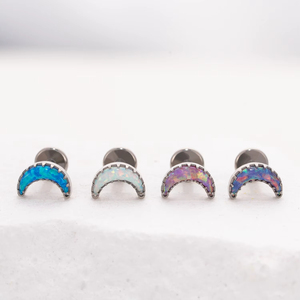 Piercing Labret in Titanio ASTM F136 con Opale Pavé, per Labbra/Orecchio/Trago/<span class=keywords><strong>Helix</strong></span>, Placcato <span class=keywords><strong>Argento</strong></span>/Oro, Classico per Bambini - Product Image 3