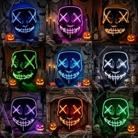 Masques de fête réutilisables et écologiques à écran EL (rouge, jaune, bleu, vert) pour Halloween, idéaux pour les bals masqués - Vente en gros