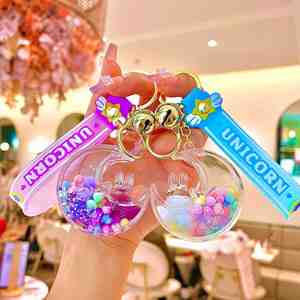 Transparent Acrylic Keychain Colorful Bean Star Moon Rabbit Night Glow Sand Bottle Oil in <b>Key</b> <b>Chain</b> Accessories Wholesale - Product Image 1