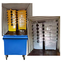 Poubelle en plastique 660L HDPE pour extérieur avec couvercle, deux roues, étanche, pour les déchets de cuisine humides
