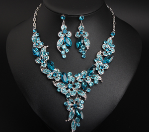 Conjunto de Joyas de Novia con Collar y Aretes de Cristal de Diamante Variado, Conjunto de Joyas de Cristal Multicolor para Mujer, Regalos de Novia - Product Image 2