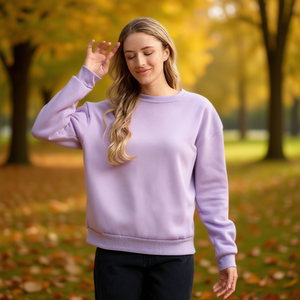 Sudadera de Cuello Redondo para Mujer, 100% Algodón, Manga Larga, Color Sólido Informal, Antipilling, para Todas las Temporadas, Corte Regular - Product Image 2
