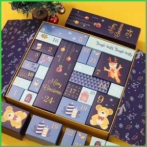 24 Day Paper Advent Countdown Cardboard Packaging Gift Box Christmas Advent Calendar for Kids