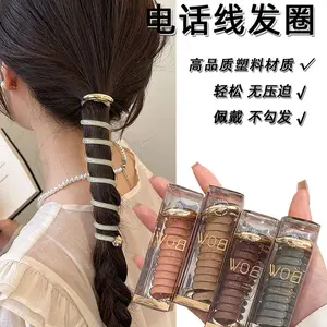 Teléfono recto espiral lazos para el cabello plástico espiral Scrunchie bandas para el cabello elástico teléfono cordón lazos Cola de Caballo cuerda para el cabello sombreros