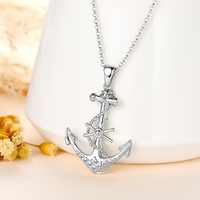 Bijoux Mossanite personnalisés VVS 2mm & 1.8mm & 1.5mm & 1.2mm Collier pendentif ancre en argent sterling 925 pour femmes avec certificat