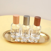Flacon de parfum haut de gamme 30 ml 50 ml - Vaporisateur portable en verre, étui en bois de noyer pour le voyage, flacon de parfum vide de qualité laboratoire