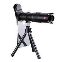 Objectif de caméra téléobjectif optique 4K de haute qualité Objectif zoom 22X avec mini trépied pour téléphone portable/appareil photo Couleur noire