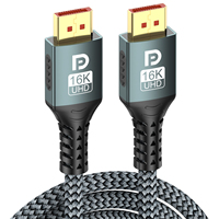 Câble DP2.1 80 Gbps, cordon vidéo haute vitesse, 16K 8K120Hz 4K240Hz, connecteur plaqué or, fil flexible pour projecteur, moniteur