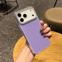 Casing Akrilik Glitter Sederhana untuk 18 Pro Max 17AIR DIY Penutup Belakang Perlindungan 360 Derajat Cakupan Penuh Desain Warna Solid Mesin Presisi