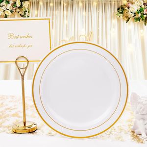 Wholesale Luxury Golden Rim White Bone China Dinner <b>Plate</b> 6/7/8/10 Inch 50pcs Eco-Friendly Europe Style - Product Image 4